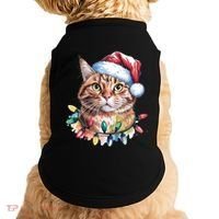 Funny Christmas Orange Tabby Cat Christmas Tree Santa Cat Meaningful Gift Doggie Tank thumb 0