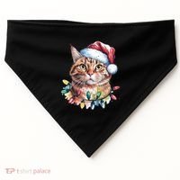 Funny Christmas Orange Tabby Cat Christmas Tree Santa Cat Meaningful Gift USA-Made Doggie Bandana thumb 0