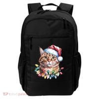 Funny Christmas Orange Tabby Cat Christmas Tree Santa Cat Meaningful Gift Backpack thumb 0