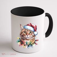 Funny Christmas Orange Tabby Cat Christmas Tree Santa Cat Meaningful Gift Coffee Mug thumb 1
