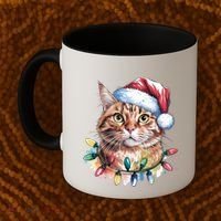 Funny Christmas Orange Tabby Cat Christmas Tree Santa Cat Meaningful Gift Coffee Mug thumb 2