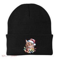 Funny Christmas Orange Tabby Cat Christmas Tree Santa Cat Meaningful Gift Beanie thumb 0