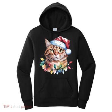 Funny Christmas Orange Tabby Cat Christmas Tree Santa Cat Meaningful Gift Women's Hoodie