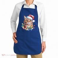 Funny Christmas Orange Tabby Cat Christmas Tree Santa Cat Meaningful Gift Apron thumb 2