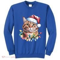 Funny Christmas Orange Tabby Cat Christmas Tree Santa Cat Meaningful Gift Sweatshirt thumb 0