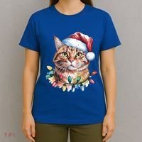 Funny Christmas Orange Tabby Cat Christmas Tree Santa Cat Meaningful Gift T-Shirt thumb 4