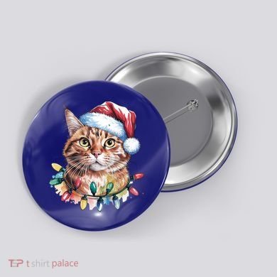 Funny Christmas Orange Tabby Cat Christmas Tree Santa Cat Meaningful Gift Button