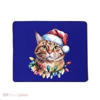 Funny Christmas Orange Tabby Cat Christmas Tree Santa Cat Meaningful Gift Mousepad thumb 0