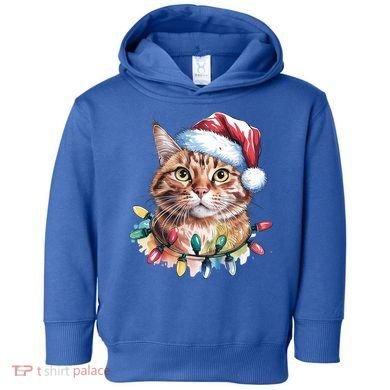 Funny Christmas Orange Tabby Cat Christmas Tree Santa Cat Meaningful Gift Toddler Hoodie