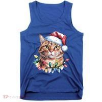 Funny Christmas Orange Tabby Cat Christmas Tree Santa Cat Meaningful Gift Tank Top thumb 0