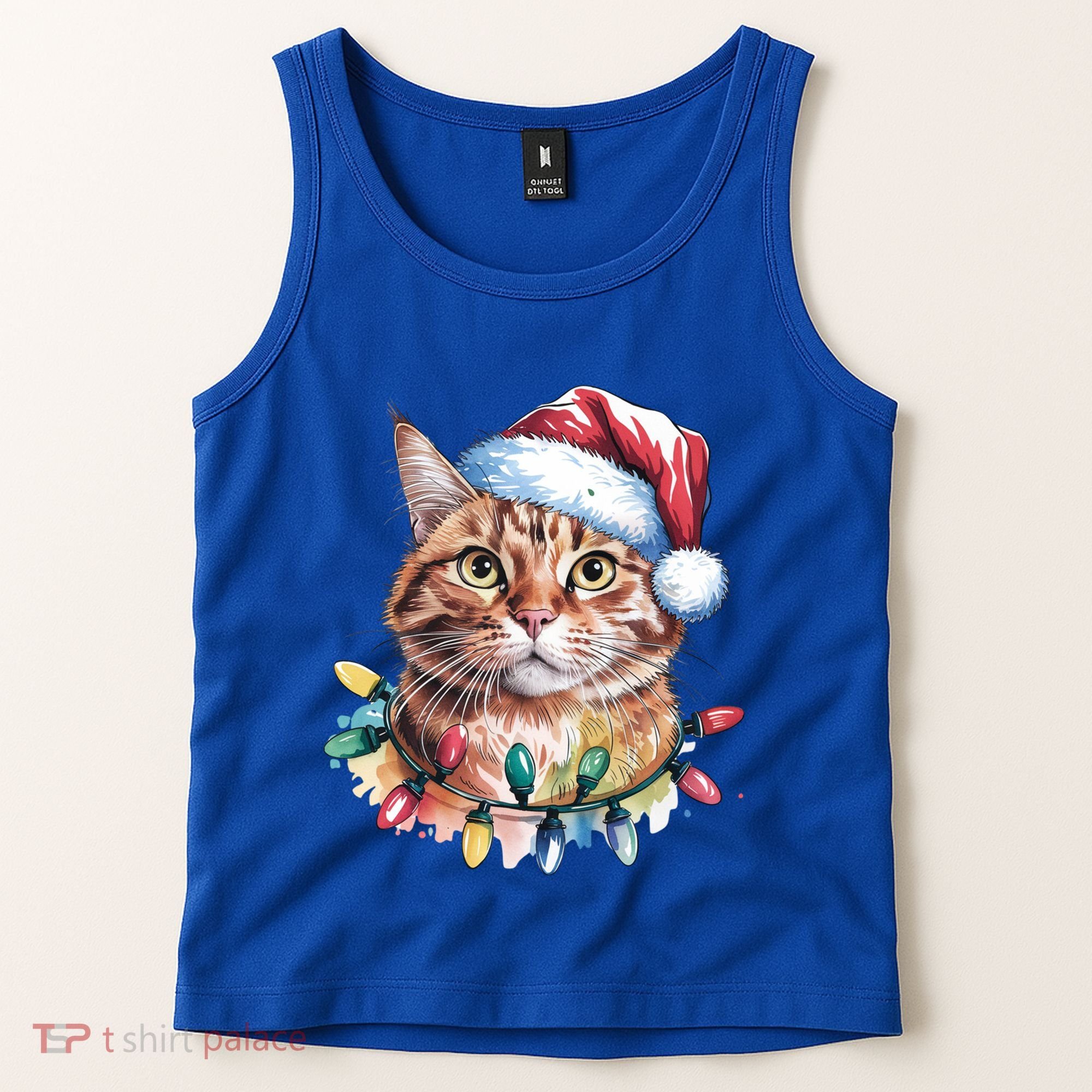 Funny Christmas Orange Tabby Cat Christmas Tree Santa Cat Meaningful Gift Tank Top