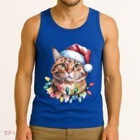 Funny Christmas Orange Tabby Cat Christmas Tree Santa Cat Meaningful Gift Tank Top thumb 3
