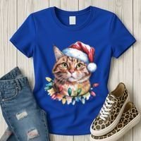 Funny Christmas Orange Tabby Cat Christmas Tree Santa Cat Meaningful Gift Women's T-Shirt thumb 3