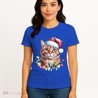 Funny Christmas Orange Tabby Cat Christmas Tree Santa Cat Meaningful Gift Women's T-Shirt thumb 4
