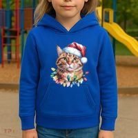 Funny Christmas Orange Tabby Cat Christmas Tree Santa Cat Meaningful Gift Kids Hoodie thumb 3