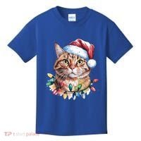 Funny Christmas Orange Tabby Cat Christmas Tree Santa Cat Meaningful Gift Kids T-Shirt thumb 0