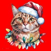 Funny Christmas Orange Tabby Cat Christmas Tree Santa Cat Meaningful Gift Santa Hat thumb 1