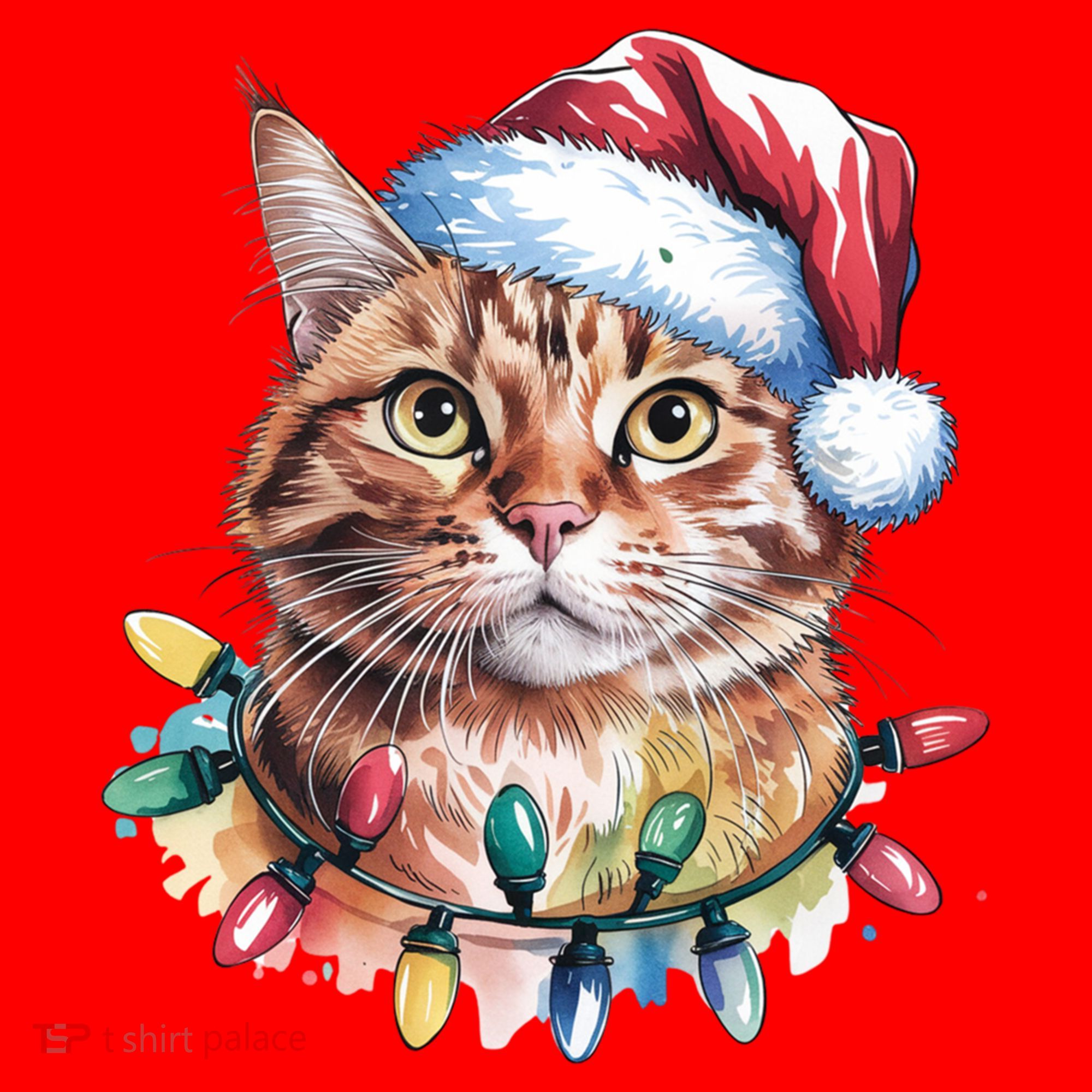 Funny Christmas Orange Tabby Cat Christmas Tree Santa Cat Meaningful Gift Santa Hat