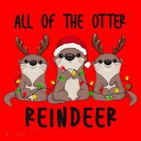 Funny Christmas Otters Cute All Of The Otter Reindeer Santa Hat thumb 1
