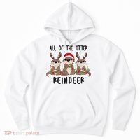 Funny Christmas Otters Cute All Of The Otter Reindeer Hoodie thumb 0