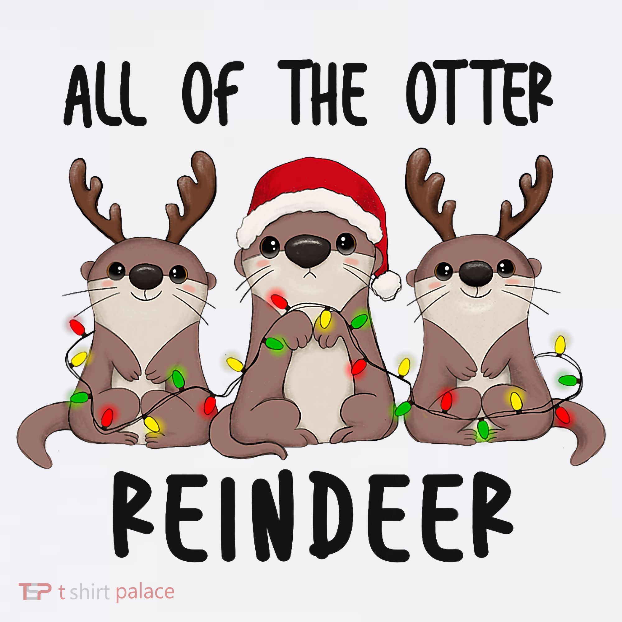 Funny Christmas Otters Cute All Of The Otter Reindeer Hoodie
