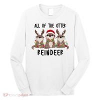 Funny Christmas Otters Cute All Of The Otter Reindeer Long Sleeve Shirt thumb 0