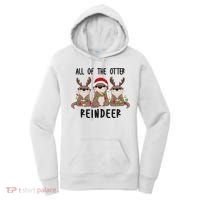 Funny Christmas Otters Cute All Of The Otter Reindeer Women's Hoodie thumb 0