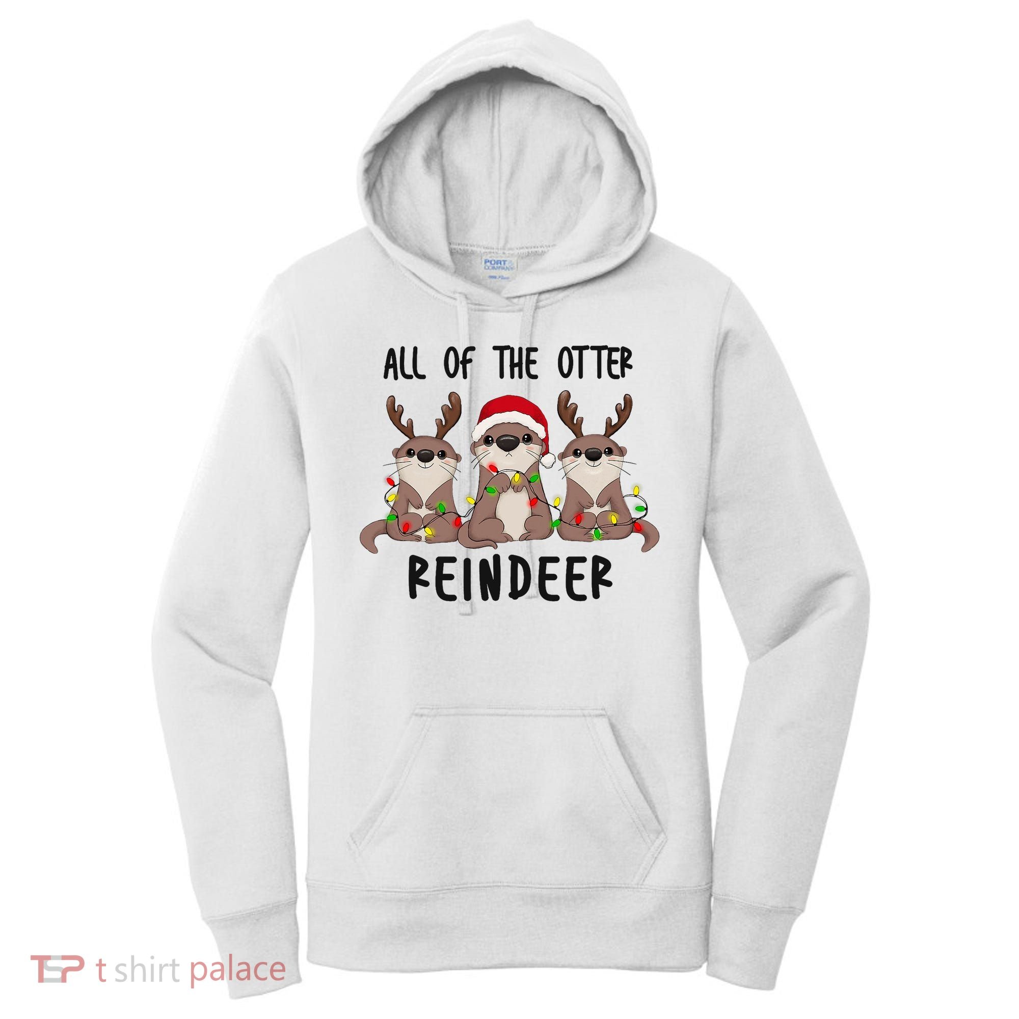 Funny Christmas Otters Cute All Of The Otter Reindeer Women's Hoodie