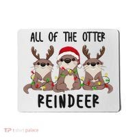 Funny Christmas Otters Cute All Of The Otter Reindeer Mousepad thumb 0
