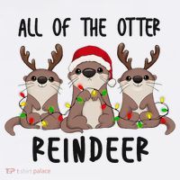 Funny Christmas Otters Cute All Of The Otter Reindeer Ornament thumb 1
