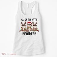 Funny Christmas Otters Cute All Of The Otter Reindeer Women's Tank Top thumb 0
