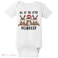 Funny Christmas Otters Cute All Of The Otter Reindeer Baby Bodysuit thumb 0
