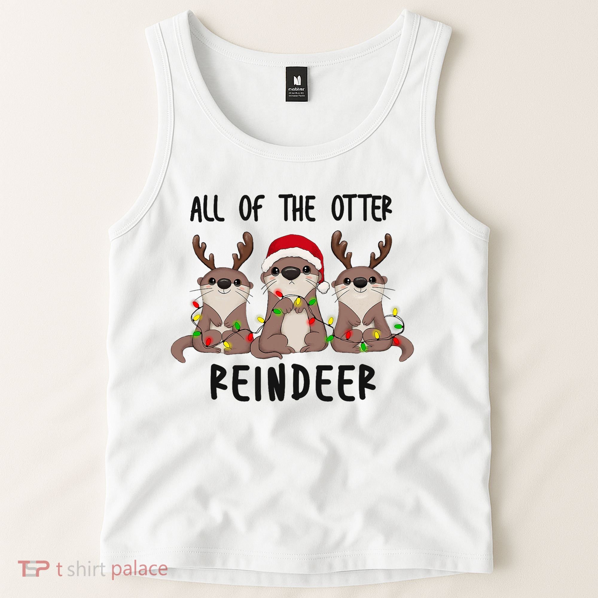 Funny Christmas Otters Cute All Of The Otter Reindeer Tank Top