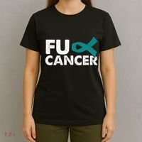 Fuck Cancer Ovarian Cancer Awareness Month Warrior T-Shirt thumb 4