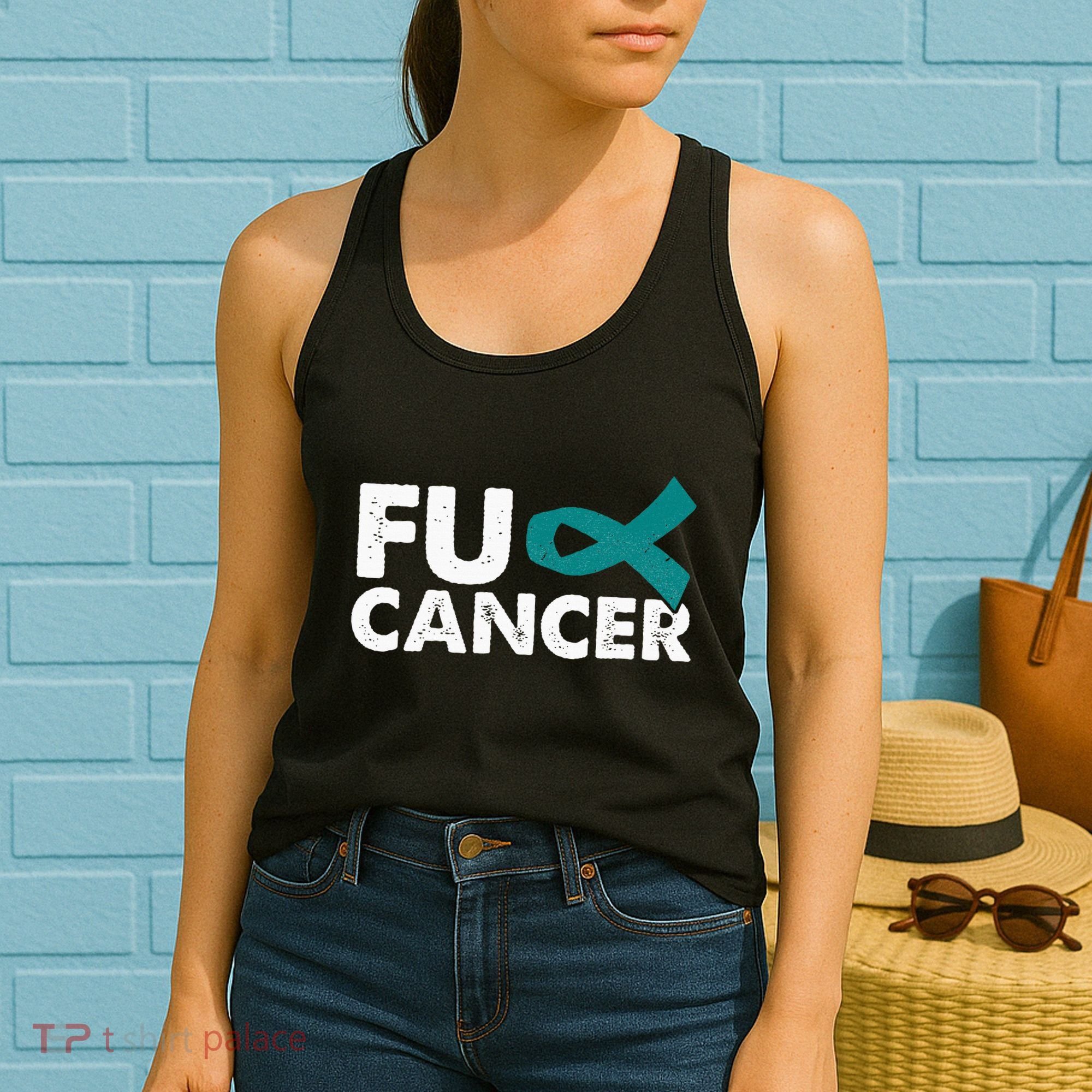 Fuck Cancer Ovarian Cancer Awareness Month Warrior Women's Tank Top