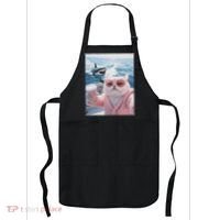 Fat Cat on a Yacht Boat with Shark Cool Funny Cat Meme Apron thumb 0