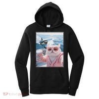 Fat Cat on a Yacht Boat with Shark Cool Funny Cat Meme Women's Hoodie thumb 0
