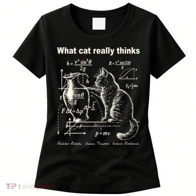 Funny Cat Physics Humor Design What Cats Really Thinks Women's T-Shirt