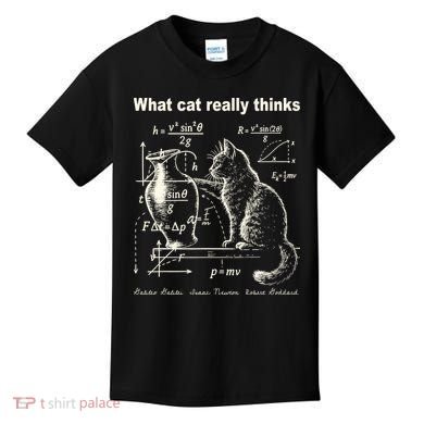 Funny Cat Physics Humor Design What Cats Really Thinks Kids T-Shirt