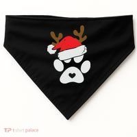 Funny Christmas Paws Santa Hat Horn Dog Xmas USA-Made Doggie Bandana thumb 0