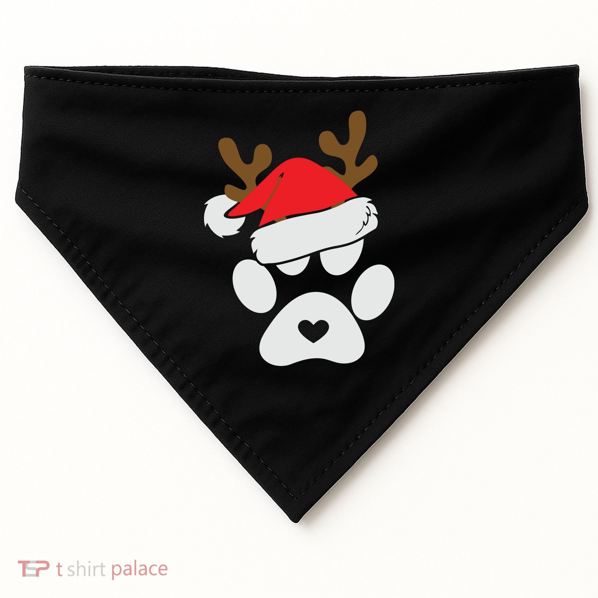 Funny Christmas Paws Santa Hat Horn Dog Xmas USA-Made Doggie Bandana