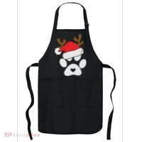 Funny Christmas Paws Santa Hat Horn Dog Xmas Apron thumb 0