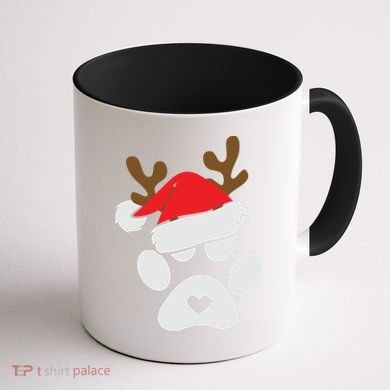 Funny Christmas Paws Santa Hat Horn Dog Xmas Coffee Mug back