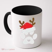 Funny Christmas Paws Santa Hat Horn Dog Xmas Coffee Mug thumb 0