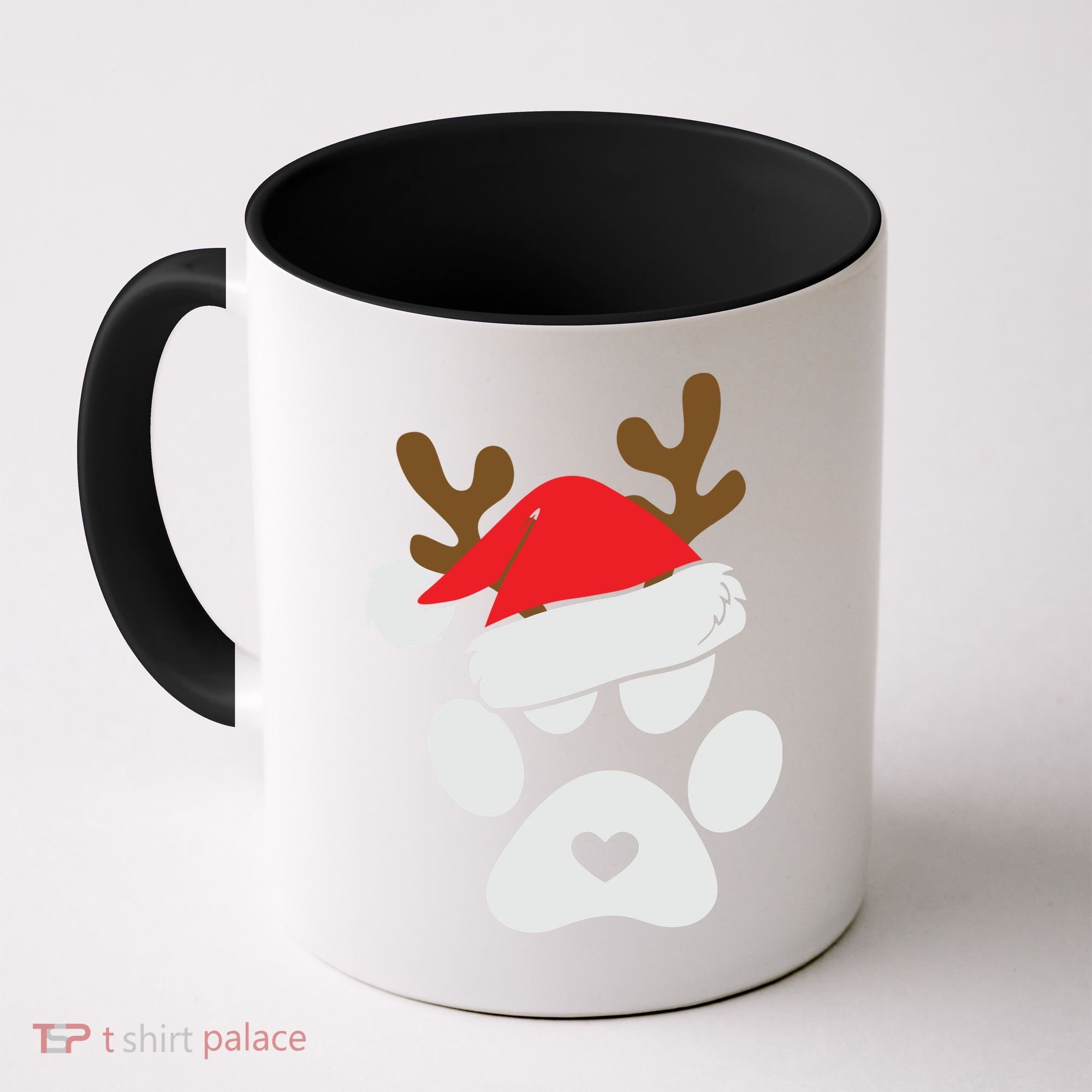 Funny Christmas Paws Santa Hat Horn Dog Xmas Coffee Mug