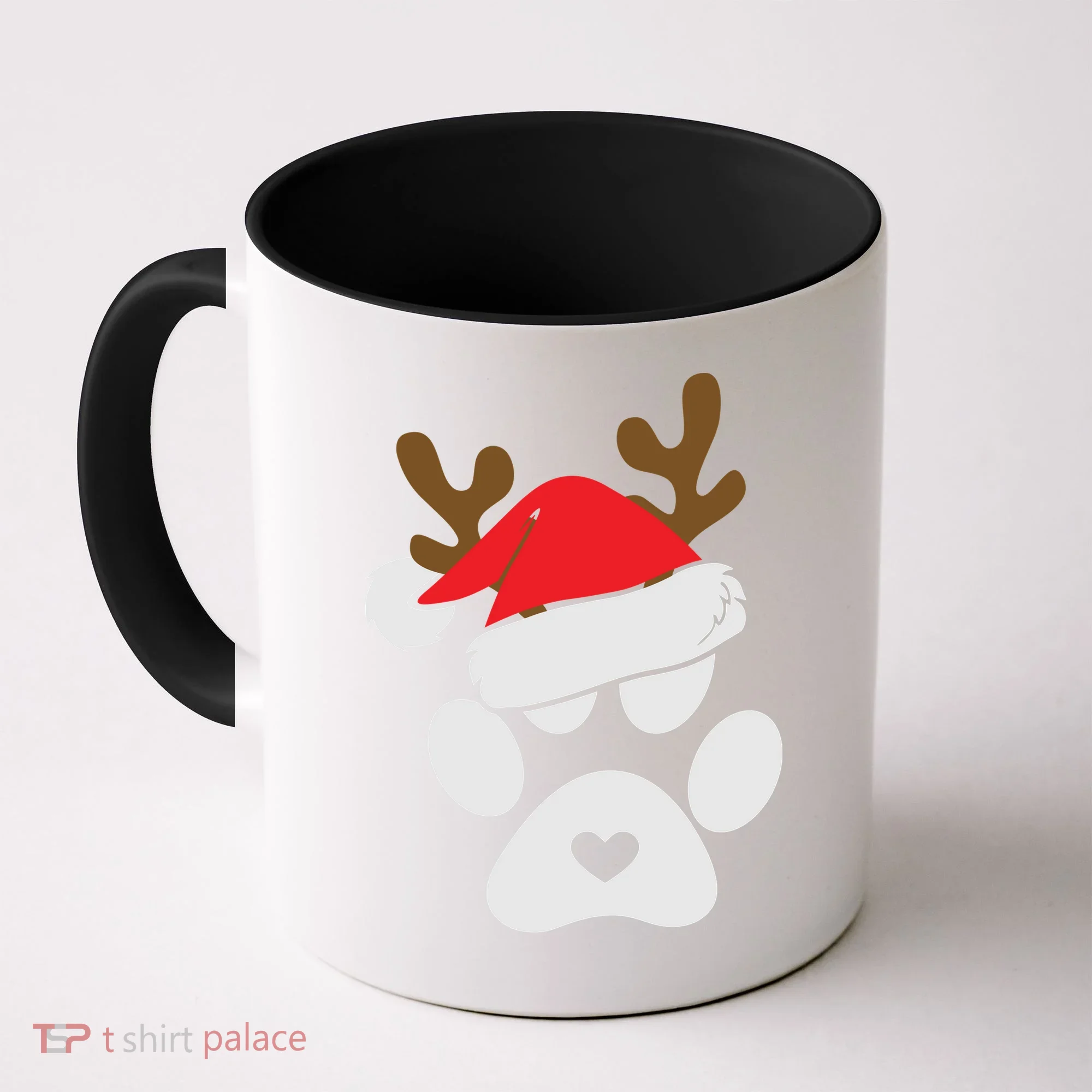 Funny Christmas Paws Santa Hat Horn Dog Xmas Coffee Mug