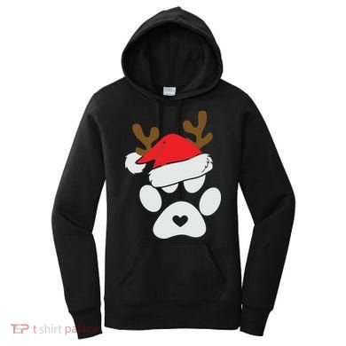 Funny Christmas Paws Santa Hat Horn Dog Xmas Women's Hoodie