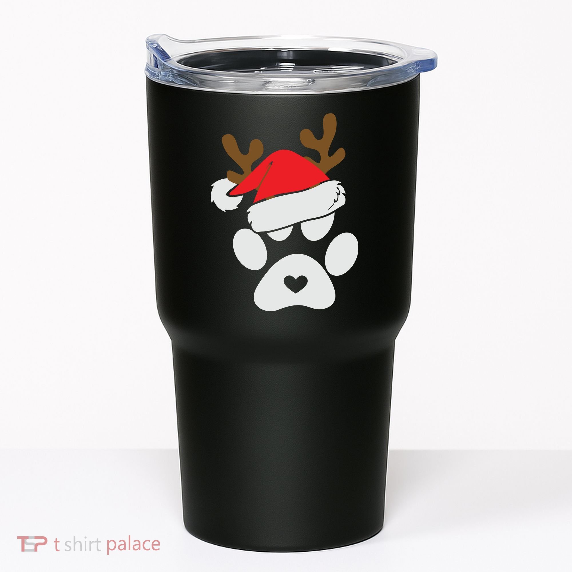 Funny Christmas Paws Santa Hat Horn Dog Xmas Tumbler