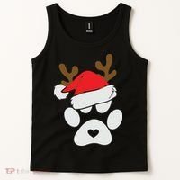 Funny Christmas Paws Santa Hat Horn Dog Xmas Tank Top thumb 2