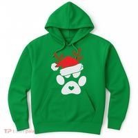 Funny Christmas Paws Santa Hat Horn Dog Xmas Hoodie thumb 0